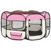 vidaXL Țarc joacă pliabil câini cu sac de transport roz 125x125x61 cm