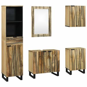 vidaXL Set de mobilier pentru baie cu sertar 5 pcs Maro Lemn compozit