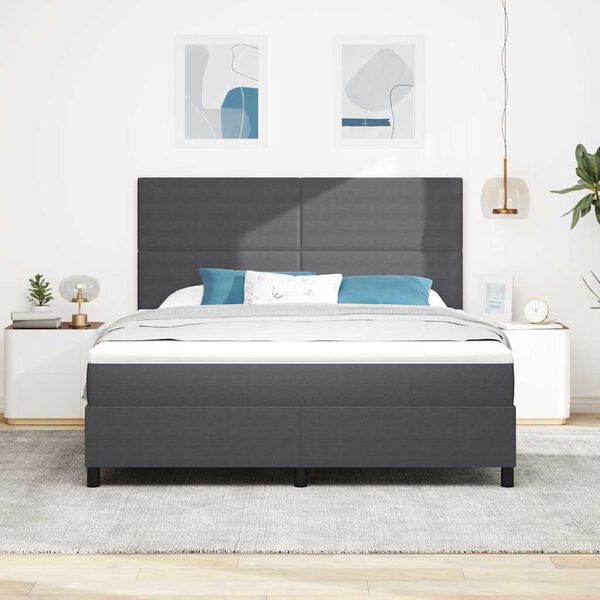 vidaXL Pat cu arc LED cu headboard Gri &icirc;nchis și alb 180 x 200 cm