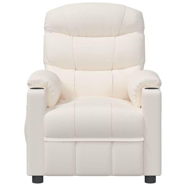 vidaXL Fotoliu de masaj electric, crem, piele ecologică