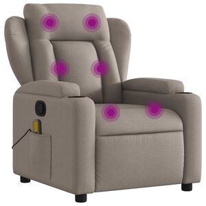 vidaXL Fotoliu de masaj rabatabil, culoare taupe, material textil