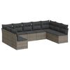 vidaXL Set canapele de grădină, 9 piese, cu perne, gri, poliratan
