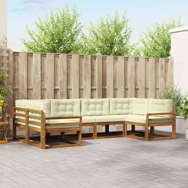 vidaXL Set de canapele de exterior cu pernă 6 pcs Natural și Crem
