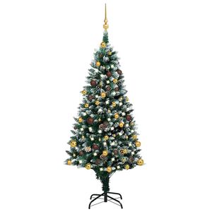 vidaXL Brad Crăciun artificial cu LED-uri/globuri/conuri pin, 240 cm