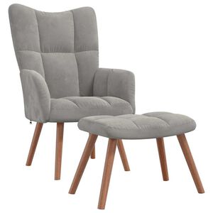 vidaXL Scaun de relaxare cu taburet, gri deschis, catifea