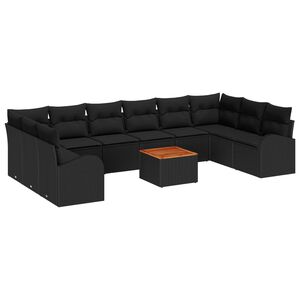 vidaXL Set de canapele pentru grădină 11 buc. Negru poliratan