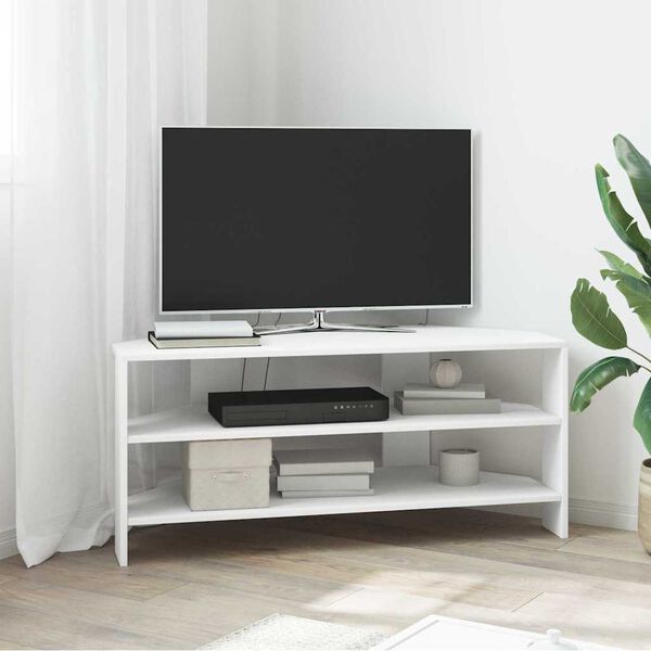 vidaXL DulapdecolțpentruTV Alb 102x40,5x45cm Lemn compozit