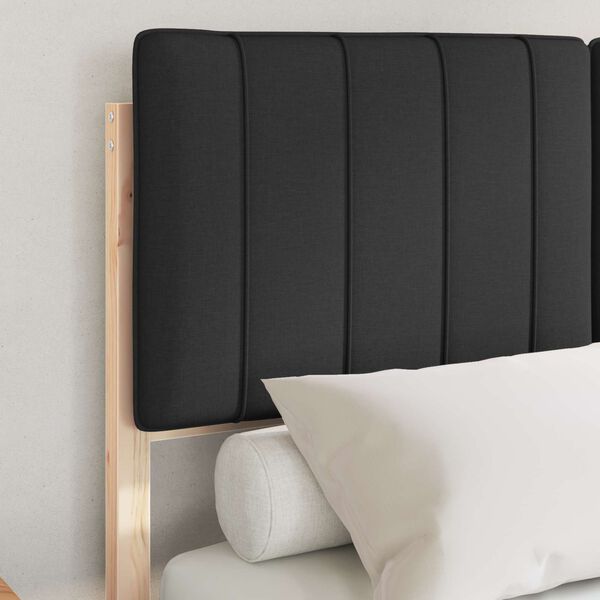 vidaXL Cadru de pat cu tăblie tapițată cu headboard Negru 120 x 200 cm