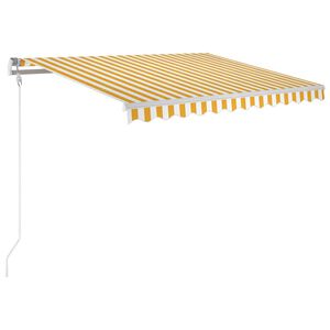vidaXL Copertină automată senzor v&acirc;nt & LED, galben/alb, 300x250 cm