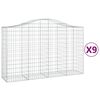 vidaXL Coșuri gabion arcuite 9 buc, 200x50x120/140 cm, fier galvanizat