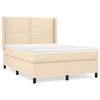 vidaXL Pat box spring cu saltea, crem, 140x200 cm, textil