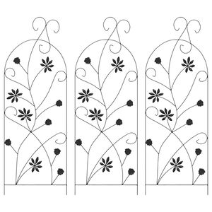 vidaXL Gard de Grădină 3 buc. Negru 112 x 39,5 cm Oțel