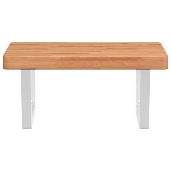 vidaXL Raft pentru lavoar montat pe perete, oțel și lemn masiv fag