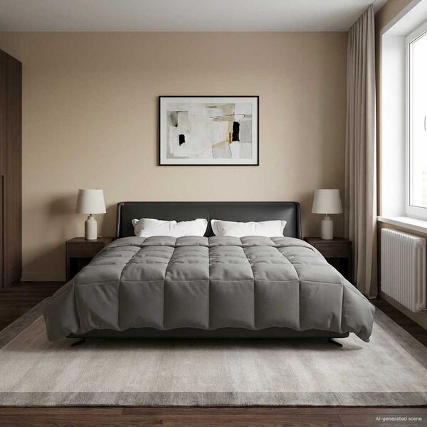 vidaXL Pilotă de vară Patos Gri deschis 200 x 240 cm Microfibră