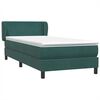 vidaXL Pat box spring cu saltea, verde &icirc;nchis, 100x210 cm, catifea