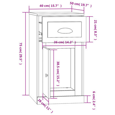 vidaXL Dulap lateral, sertar, gri sonoma, 40x50x75 cm, lemn prelucrat