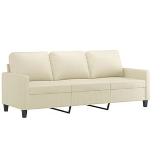 vidaXL Canapea cu 3 locuri, crem, 180 cm, piele ecologică
