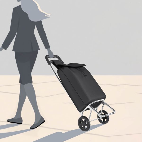 vidaXL Carucior de cumpărături Negru 35 x 28 x 92 cm Tafeta Oxford