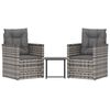 vidaXL Set mobilier de exterior cu perne, 3 piese, gri, poliratan