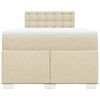vidaXL Pat box spring cu saltea, crem, 120x200 cm, textil