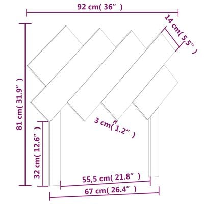 vidaXL Tăblie de pat, alb, 92x3x81 cm, lemn masiv de pin