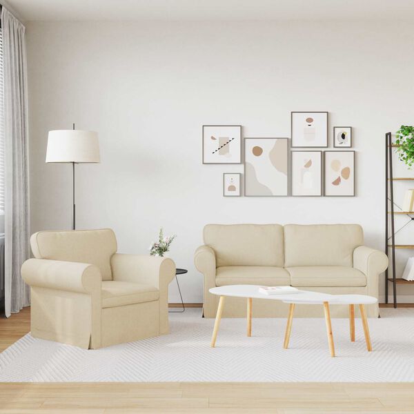 vidaXL Canapea 2 pcs Crem 175 x 82 x 80 cm țesătură