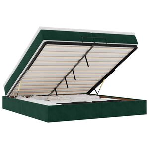 vidaXL Cadru de pat otoman cu saltele Verde &icirc;nchis 200x200cm catifea
