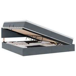 vidaXL Pat cu saltea și LED cu saltea Gri &icirc;nchis 200 x 200 cm Catifea