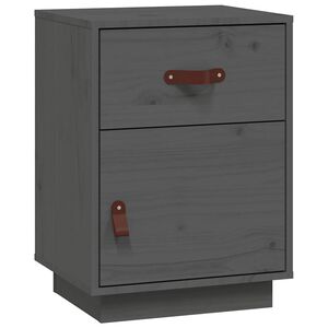 vidaXL Noptiere, 2 buc., gri, 40x34x55 cm, lemn masiv de pin
