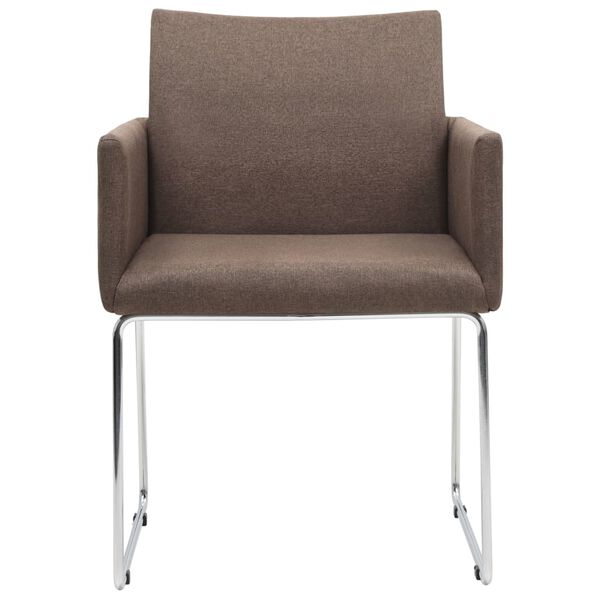 vidaXL Scaune de bucătărie, 2 buc., maro, material textil