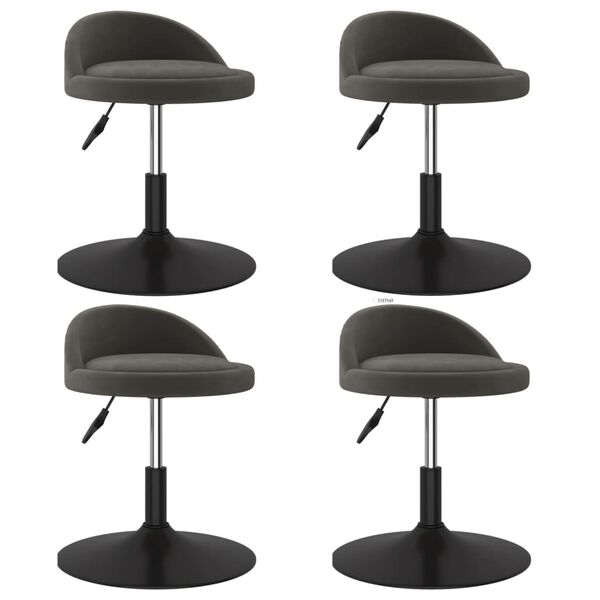 vidaXL Scaune de bucătărie pivotante, 4 buc., gri &icirc;nchis, catifea