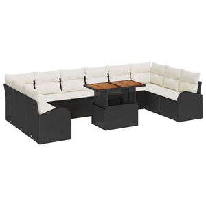 vidaXL Set de canapele pentru grădină 11 pcs Negru Rattan poli