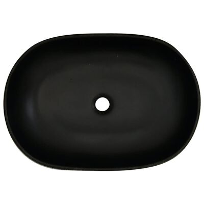 vidaXL Lavoar de blat, gri și negru, 59x40x14 cm, ceramică, oval