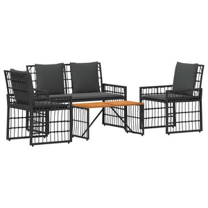vidaXL Set de Mobilier pentru Exterior 4 pcs Negru și Gri &icirc;nchis
