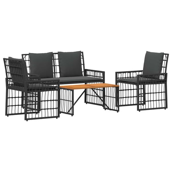 vidaXL Set de Mobilier pentru Exterior 4 pcs Negru și Gri &icirc;nchis