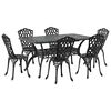 vidaXL Set de masă pentru grădină 7 buc. Negru Aluminiu