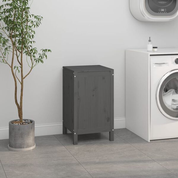 vidaXL Cutie de rufe, gri, 44x44x76 cm, lemn masiv de pin