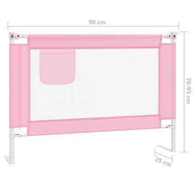 vidaXL Balustradă de protecție pat copii, roz, 90x25 cm, textil