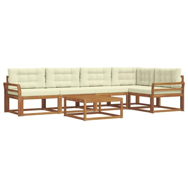 vidaXL Set de canapele de exterior cu pernă 6 pcs Natural și Crem
