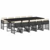 vidaXL Set mobilier de exterior cu perne, 11 piese, negru, poliratan