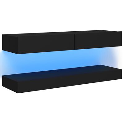 vidaXL Comodă TV cu lumini LED, negru, 120x35 cm