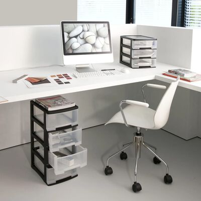 Curver Cub cu sertare de birou „Babel” A4 3x5L, negru și transparent