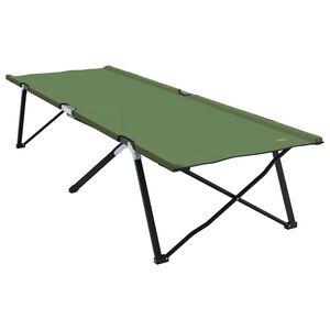 vidaXL Pat pliabil pentru camping Manual Verde 206 x 76 x 74 cm