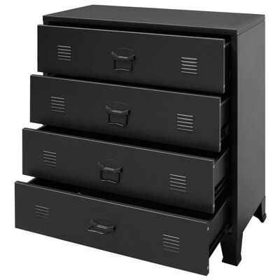 vidaXL Comodă sertare, metal, stil industrial, 78x40x93 cm, negru
