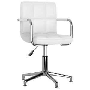 vidaXL Scaun de birou pivotant, alb, piele ecologică