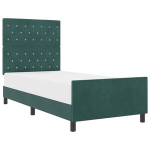 vidaXL Pat cu arcuri cu headboard Verde &icirc;nchis 100 x 200 cm Catifea