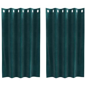 vidaXL Perdele opace 2 pcs Verde &icirc;nchis 140 x 140 cm Catifea
