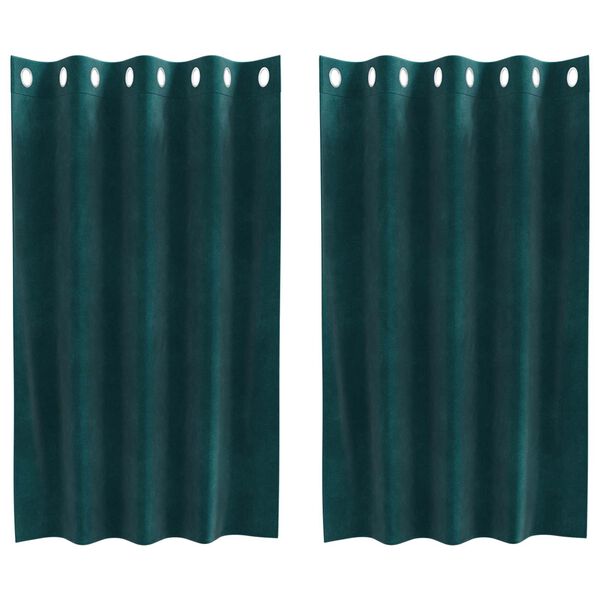 vidaXL Perdele opace 2 pcs Verde &icirc;nchis 140 x 140 cm Catifea