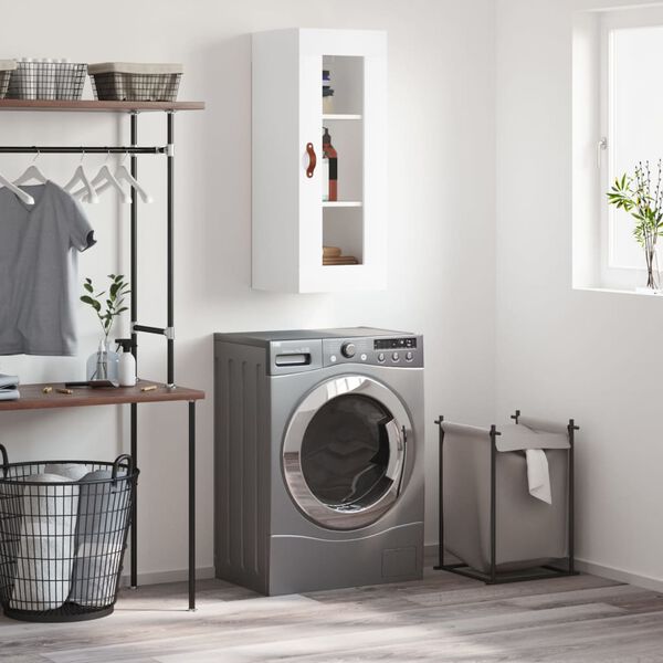 vidaXL Dulap montat pe perete, alb, 34,5x34x90 cm