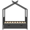 vidaXL Cadru pat copii cu sertar gri &icirc;nchis 70x140 cm lemn masiv pin